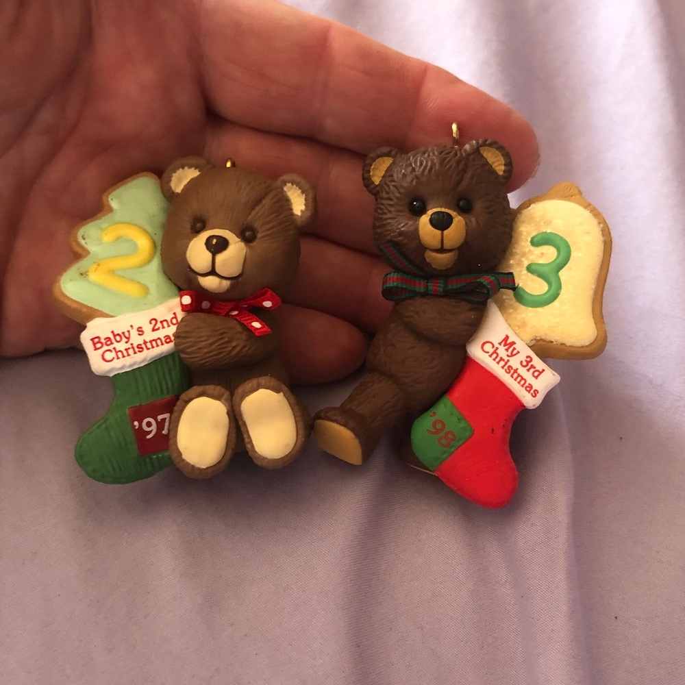 Hallmark Bear Ornaments 1997&1998, 2nd and 3rd Christmas/Child’s Age Collection